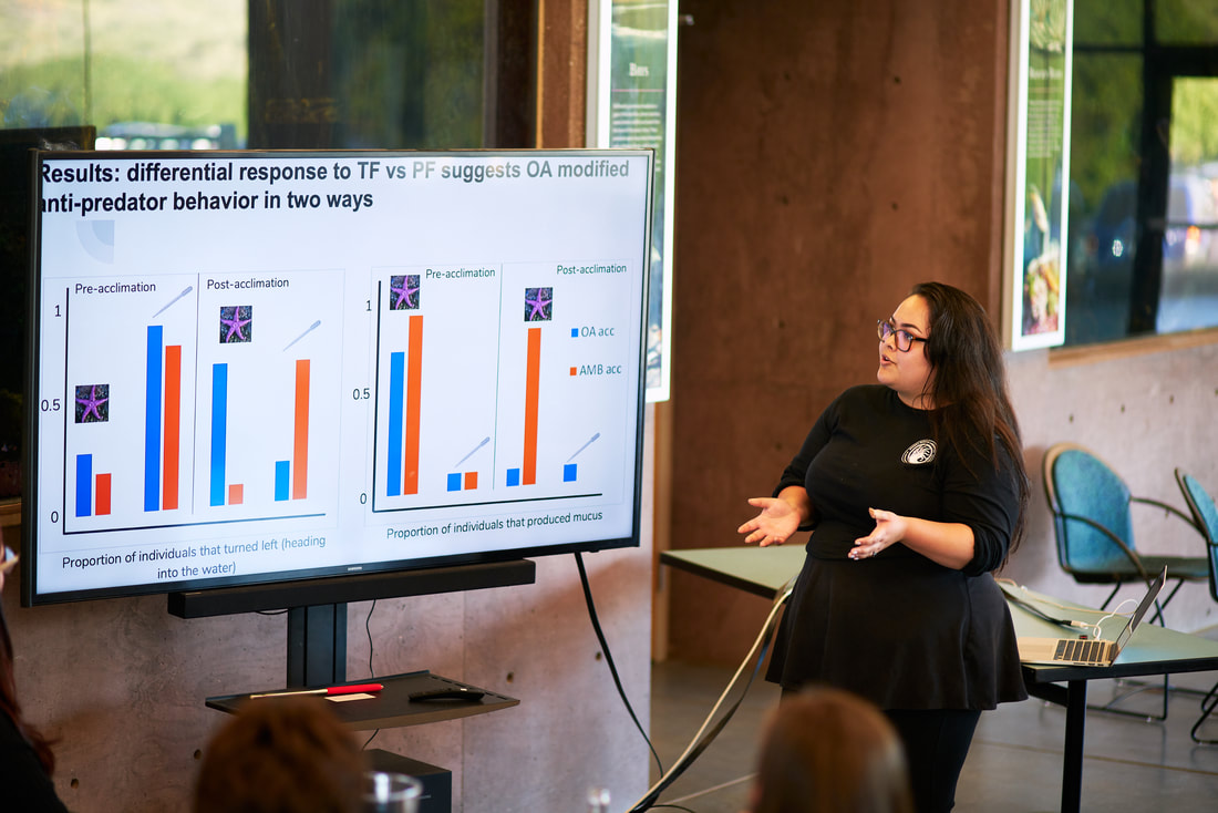 Lena presenting her research at the End of the Summer Banquet. PC: Gabriel Ng