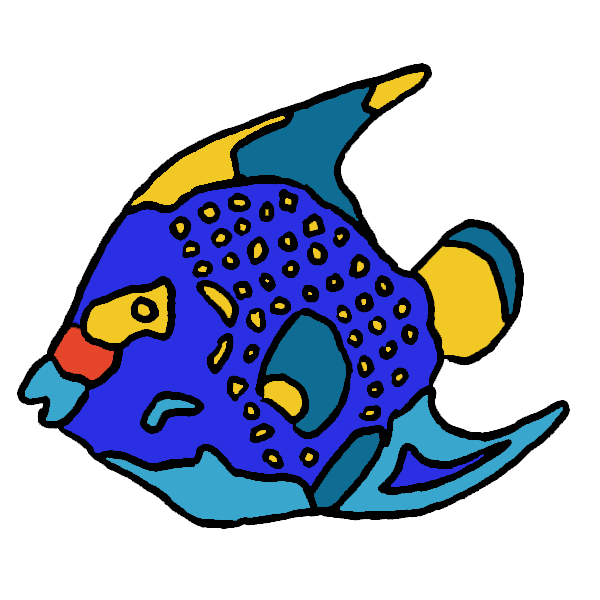 A brightly shaded drawing of a spotted fish