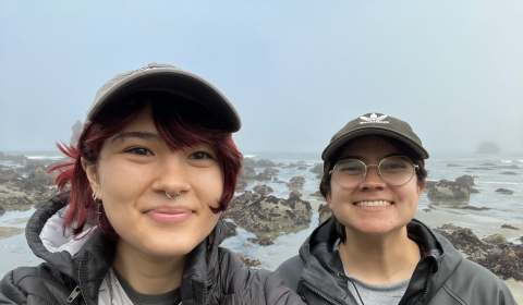 SRJC Intern Qing Fields and mentor Keira working together in the field