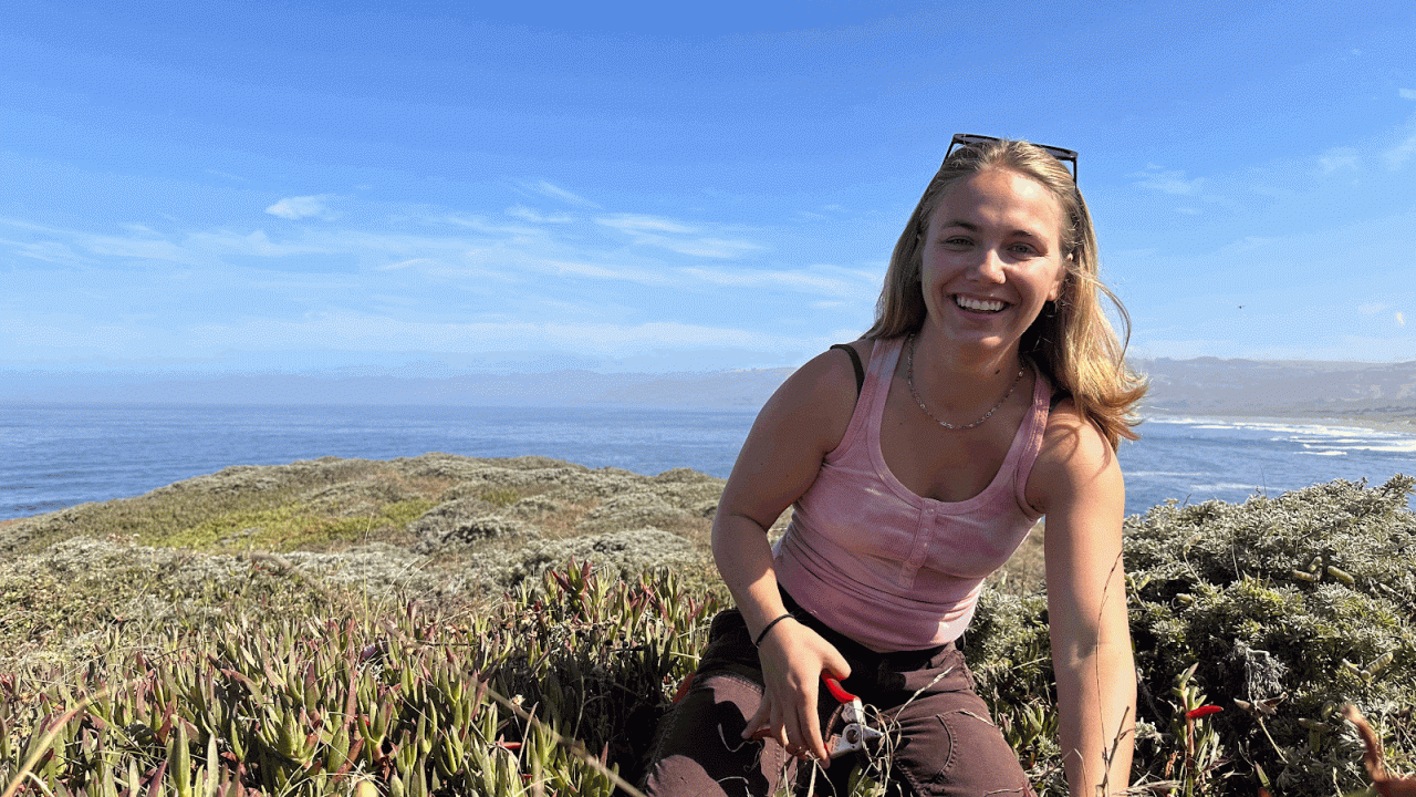 A person working in a coastal prairie