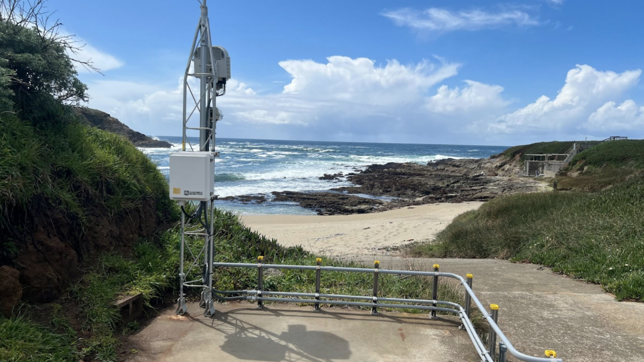 A view of the webcam tower, looking out at the ocean in Horseshoe Cove